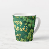 Tasse Latte Happy St. Patrick’s Day Clover Design (Angle droit)