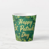Tasse Latte Happy St. Patrick’s Day Clover Design (Devant)