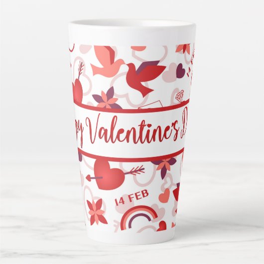 Tasse Latte Happy Valentine's Day (Devant)