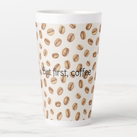 Tasse Latte Haricots de café à la crème (Devant)