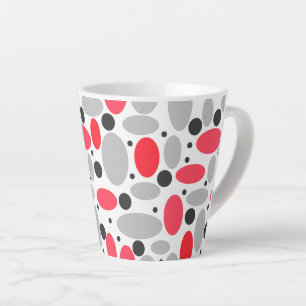 Tasse Latte haricots et pois motif rétro rouge gris blanc
