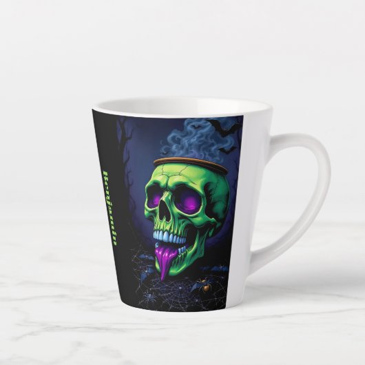 Tasse Latte Hauné noir gothique Halloween néon vert Cauldron (Droite)