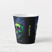 Tasse Latte Hauné noir gothique Halloween néon vert Cauldron (Devant)