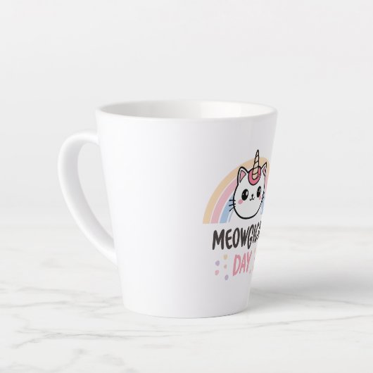 Tasse Latte Have a "Meowgical Day" Cat Unicorn (Angle gauche)