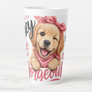 Tasse Latte Hé Design de Chien Mignon et Beau