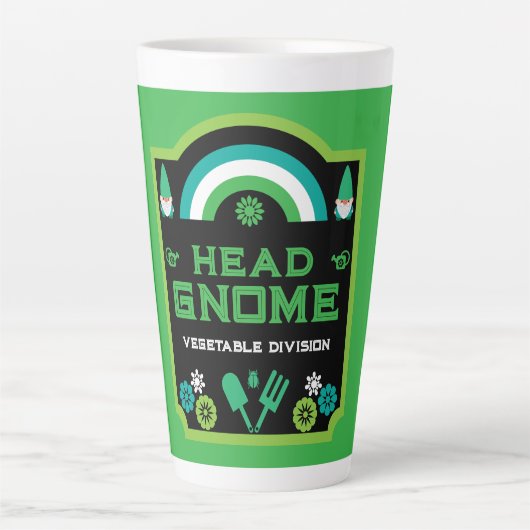 Tasse Latte Head Garden Gnome Gardener (Devant)