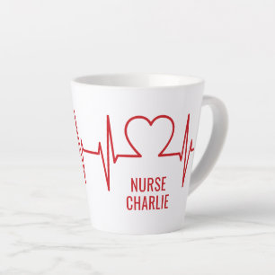 Tasse Latte Heart EKG texte personnalisé