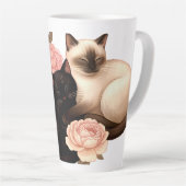 Tasse Latte Heartbound: Siamese & Black Cats in Bloom (Angle droit)