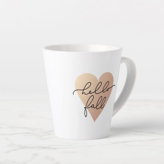 Tasse Latte Hello Fall Love Heart (Angle droit)