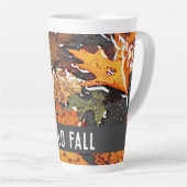 Tasse Latte Hello Fall Rainy Feuilles (Angle droit)
