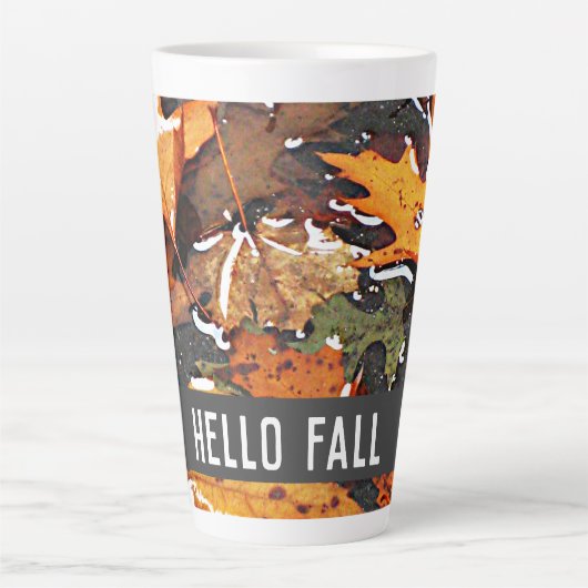 Tasse Latte Hello Fall Rainy Feuilles (Devant)