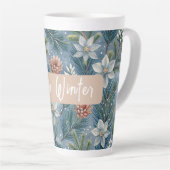Tasse Latte Hello Winter Pines & Flowers (Angle droit)