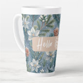 Tasse Latte Hello Winter Pines & Flowers (Angle gauche)