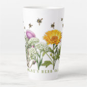 Tasse Latte Herbe Jardin Bumblebees Personnalisé (Devant)