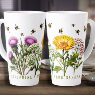Tasse Latte Herbe Jardin Bumblebees Personnalisé