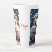 Tasse Latte Hérisson adorable avec étoiles et coeurs (Devant)
