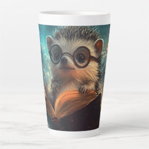 Tasse Latte Hérisson Mignon Bibliophile dans une Galaxie d'His