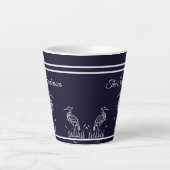 Tasse Latte Hérons blancs personnalisés côtiers Oiseaux Bleu m (Devant)