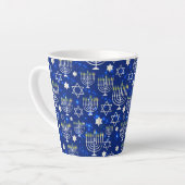 Tasse Latte Heureuse Hanoukka Modern Star De David Menorah (Angle gauche)