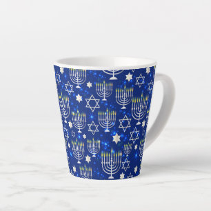 Tasse Latte Heureuse Hanoukka Modern Star De David Menorah