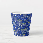 Tasse Latte Heureuse Hanoukka Modern Star De David Menorah (Devant)
