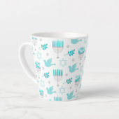 Tasse Latte Heureuse Hanoukka Modern Star De David Menorah (Angle gauche)
