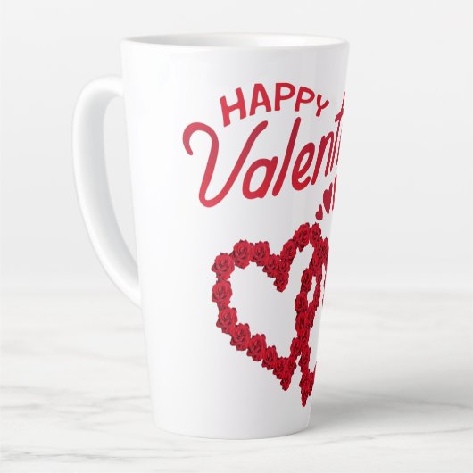 Tasse Latte Heureuse Sainte-Valentin (Angle gauche)