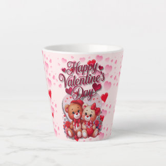 Tasse Latte Heureuse Sainte-Valentin Aimant Teddy Bear Couple