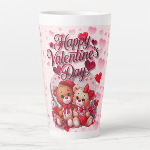 Tasse Latte Heureuse Sainte-Valentin Aimant Teddy Bear Couple