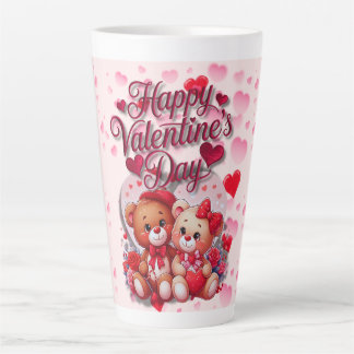 Tasse Latte Heureuse Sainte-Valentin Aimant Teddy Bear Couple
