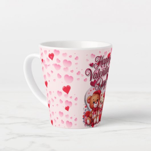 Tasse Latte Heureuse Sainte-Valentin Aimant Teddy Bear Couple (Angle gauche)