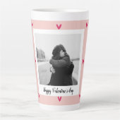 Tasse Latte Heureuse Sainte-Valentin | Coeur rose et rouge | C (Devant)