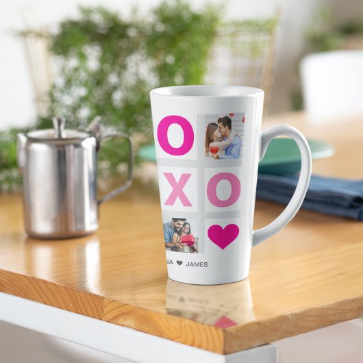 Tasse Latte Heureuse Sainte-Valentin XOXO Coeur rose Photo per