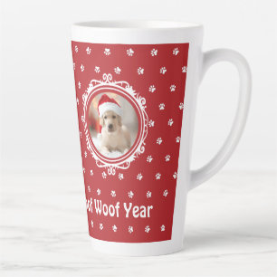 Tasse Latte 'Heureux Woof Year' Amoureux des chiens Noël Gros 