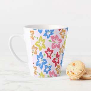Tasse Latte Hibiscus Coloré, Motif Des Fleurs