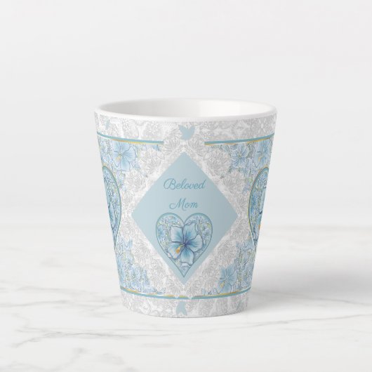 Tasse Latte Hibiscus & dentelle TURQUOISE (Devant)