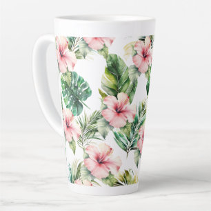 Tasse Latte Hibiscus rose tropical