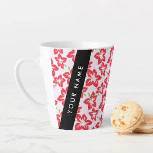 Tasse Latte Hibiscus rouge, Fleurs rouges, Votre nom