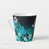 Tasse Latte Hibiscus sur Turquoise avec Colibri (Angle gauche)