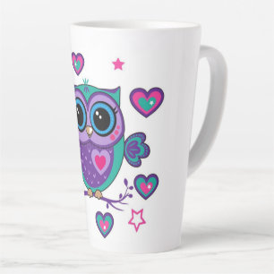 Tasse Latte Hibou avec coeurs