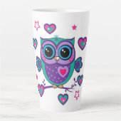 Tasse Latte Hibou avec coeurs (Devant)
