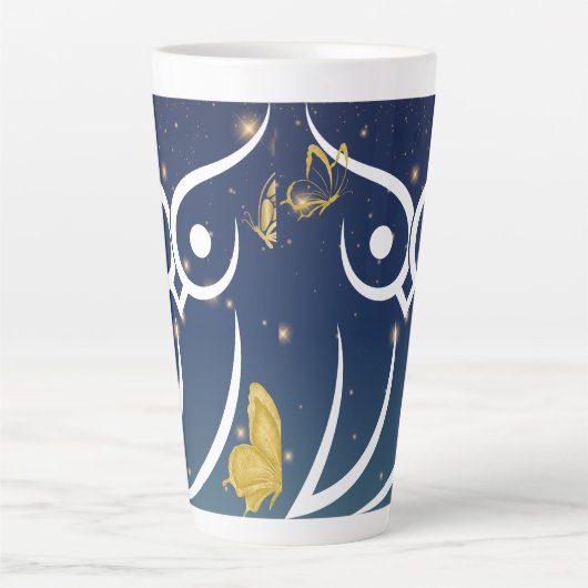 Tasse Latte Hibou et papillons (Devant)