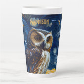 Tasse Latte Hibou Nuit Étoilée (Devant)