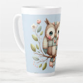 Tasse Latte Hibou Patchwork dans une Forêt Fantaisiste (Angle gauche)