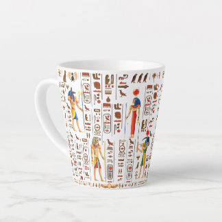 Tasse Latte Hiéroglyphes et divinités de l'Égypte d'or sur le 