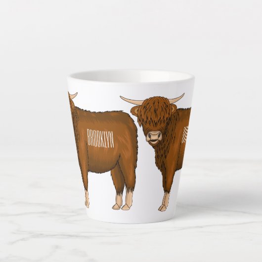 Tasse Latte Highland cow (Devant)