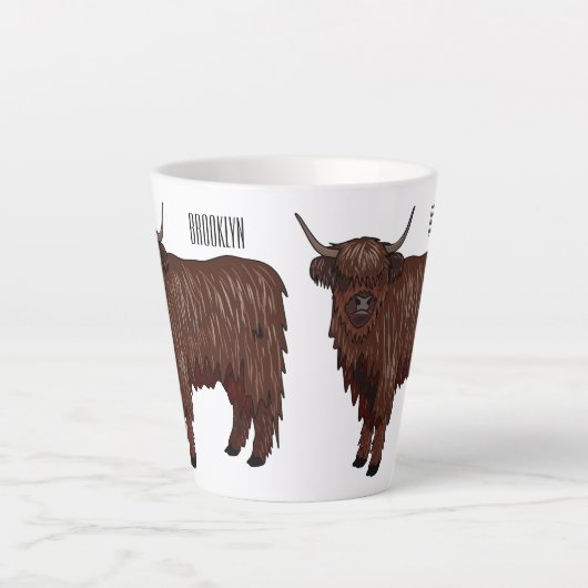 Tasse Latte Highland cow (Devant)