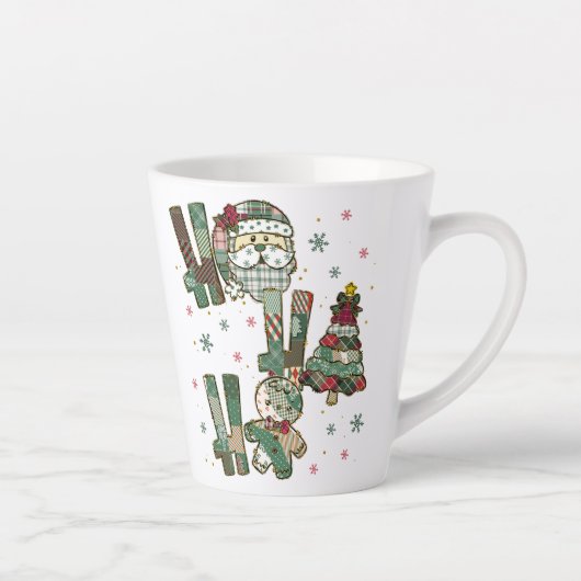 Tasse Latte Ho Ho Ho Christmas Festive Patchwork (Droite)