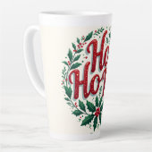 Tasse Latte Ho Ho Ho Christmas Wreath Typography Design (Angle gauche)