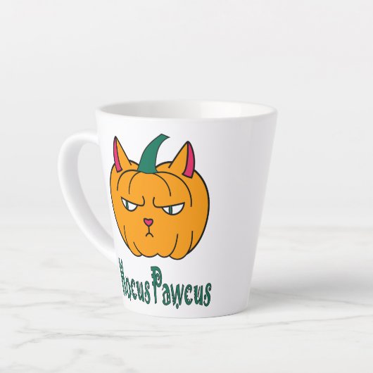 Tasse Latte Hocus pawcus Halloween citrouille ginger cat magie (Angle gauche)